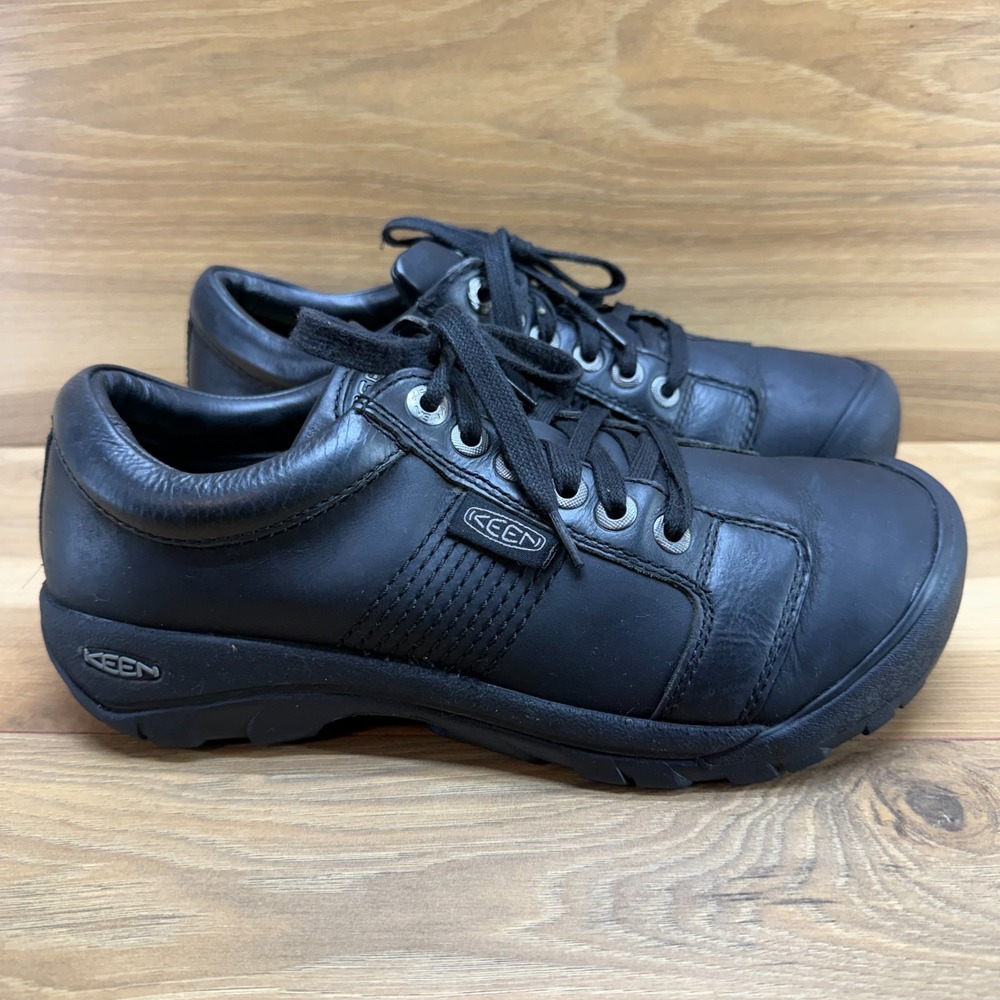 Keen Austin Hiking Shoes Mens 8 Black Leather Casual Outdoor Trail Walking
